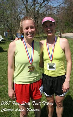 photo of Molly McVey and Erika Niles-Plumlee at Free State Trail Marathon