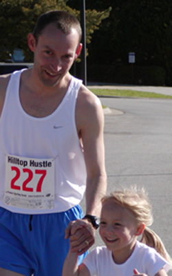 photoof David Johnston with Sydney finishing the 5K