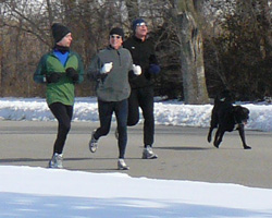 Photo of the December 30th run included John Frydman's dog, Timmy.
