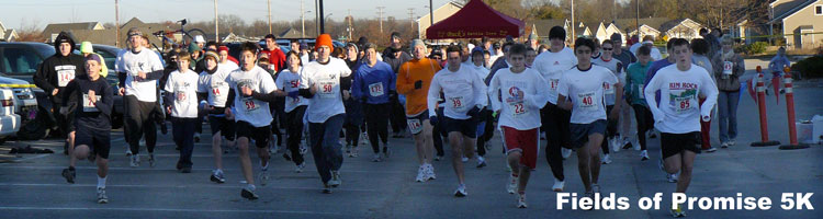 Photo of the start of the Fields of Promise 5K.