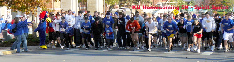 Photo of start of KU Homecoming Run.