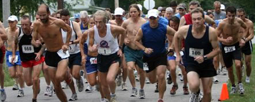 photo of start of 2007 Sandrat Trail Run.