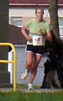 photo of Whitney Pilkington, female winner of the Lawrence Half Marathon.