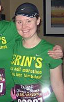 Erin Rogers with her birthday shirt.