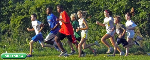 Photo of the Boys and Giirls Course of Dreams Cross Country 2K and link to photo slideshow.