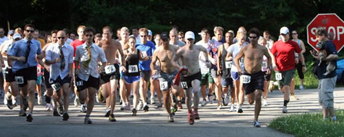 Start of the June 19, 2010 Trail Nerds 5K Intro Race at Wyandotte Co Lake Park.