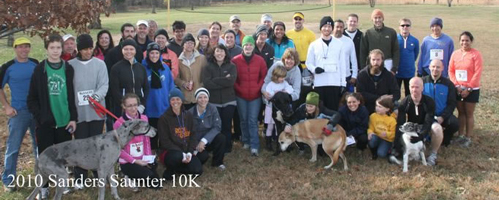 Group photo at the Nov 20, Saunders Saunter 10K Trail Race.