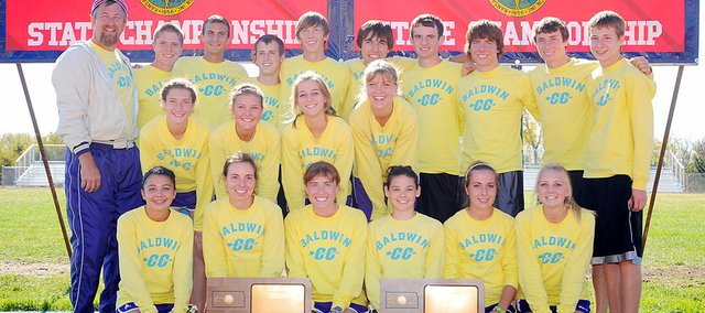Photo of Baldwin High School Cross Country teams - 2010 class 4A state champiions.