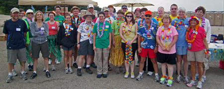 Photo of Ellen Young's Dog Days group at the asphalt beach at their aid station.