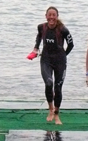 Photo of Chrissie Wellington coming out of the water.