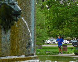 Photo of runner by South Park fountain.