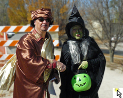 Photo of Qaddafi and witch at the Boo! Run.