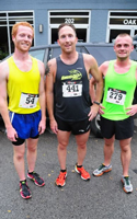 Photo of the top three male finishers at the 2012 Tiblow Trot 5 Mile in Bonner Springs.