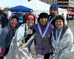 Photo from the January 13 Austin Marathon with Brenda Harrington, Brian Lochner and LaRisa Chambers-Lochner.