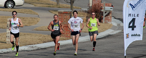 At the 4 Mile mark of the 2013 Topeka to Auburn Half Marathon.