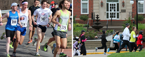 Photo comparing more warmups worn at the May 4th Olathe Heart and Sole Run versus the Jan 19th Topeka Half Marathon.