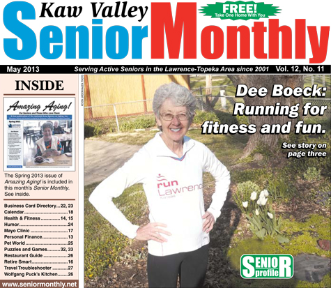 Dee Boeck on the cover of the Kaw Valley Senior Monthly.