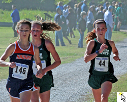 Photo of the high school girls varsity 4K at the Haskell Invitational on October 12, 2013.