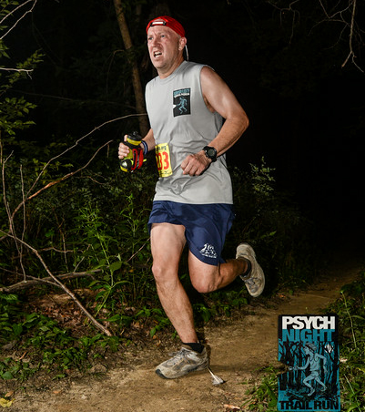 Photo of Greg Burger at the Trail Nerds' Psych Night Trail Run.