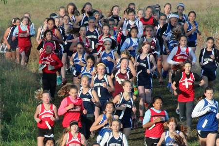 The middle school girls 1 mile about 400m after the start.