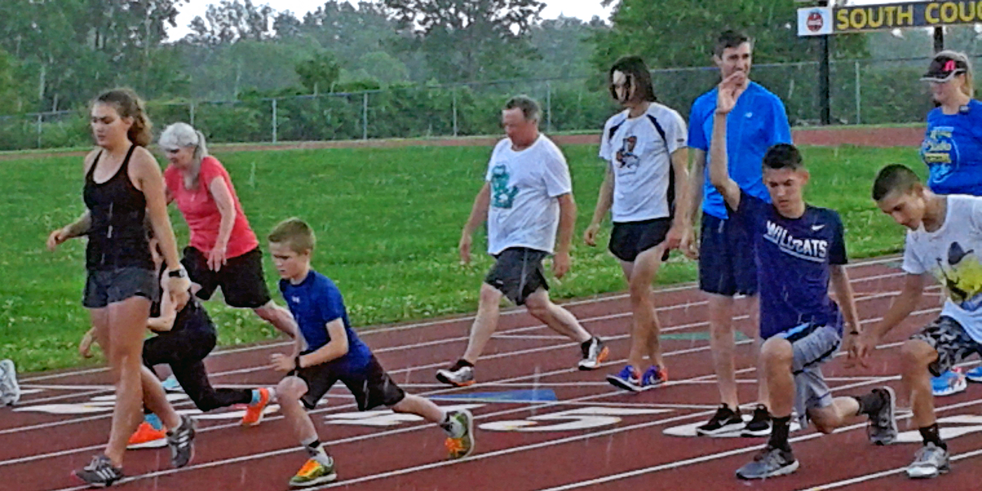 Photo of the first workout for the summer track program with Coach Paul Hefferon.