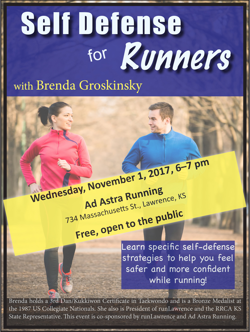 Self-Defense for Runners Clinic, November 1, 2017.