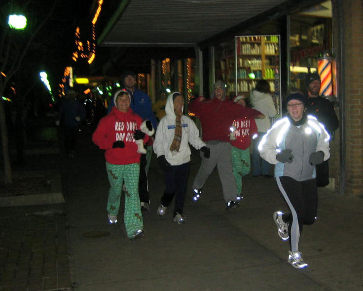 Runners on Mass for Red Dog's winter run - 2005