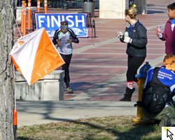 Photo of Sharon Crawford's start at the Kansas Orienteering Championships and link to Flickr slideshow.