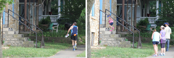 Two ways to count the number of steps at the Turnhalle at the June 25th urban orienteering workout.
