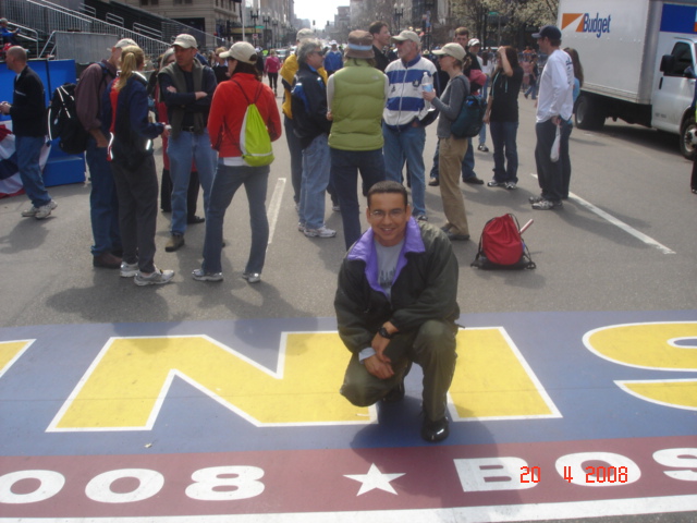 Photo of Jorge at the finish line at Boston.