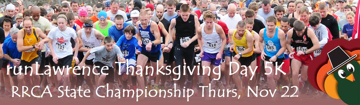 2018 runLawrence Thanksgiving Day 5K website header.