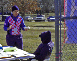 Marv Nuss chatting with Peter Gogol at the start.